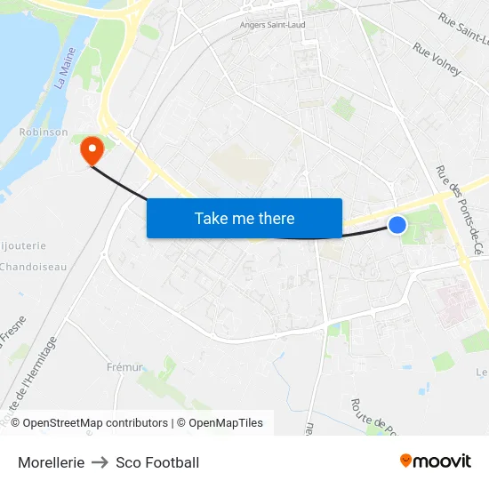Morellerie to Sco Football map