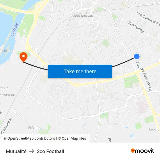 Mutualité to Sco Football map