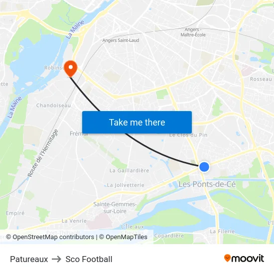 Patureaux to Sco Football map
