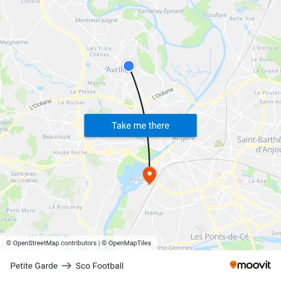 Petite Garde to Sco Football map