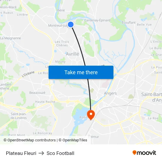 Plateau Fleuri to Sco Football map