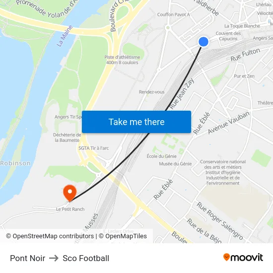 Pont Noir to Sco Football map