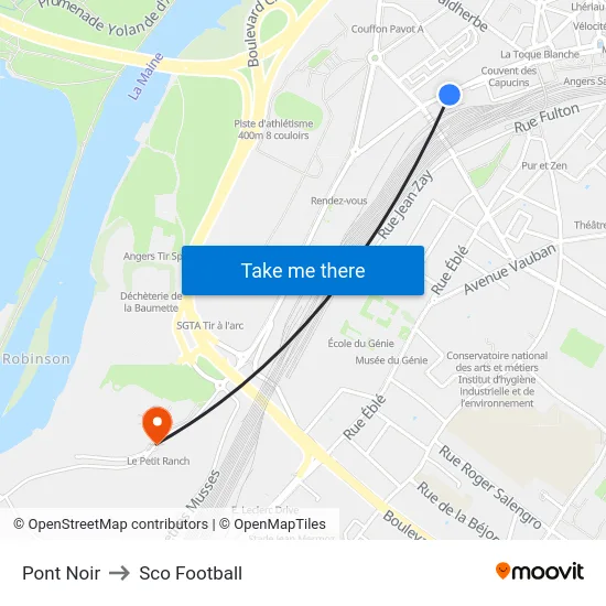 Pont Noir to Sco Football map