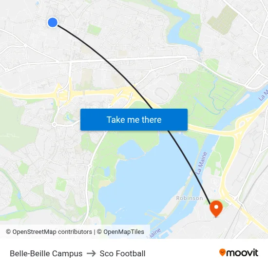 Belle-Beille Campus to Sco Football map