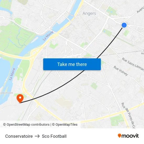 Conservatoire to Sco Football map