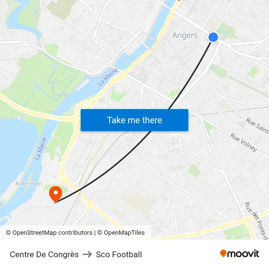 Centre De Congrès to Sco Football map