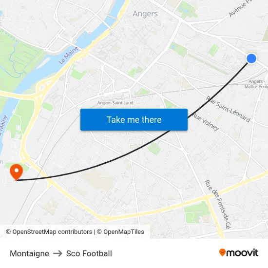 Montaigne to Sco Football map