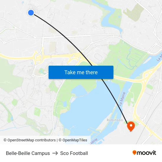 Belle-Beille Campus to Sco Football map