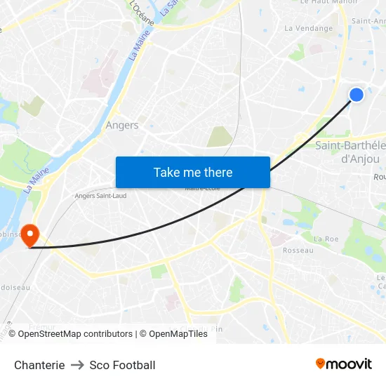 Chanterie to Sco Football map