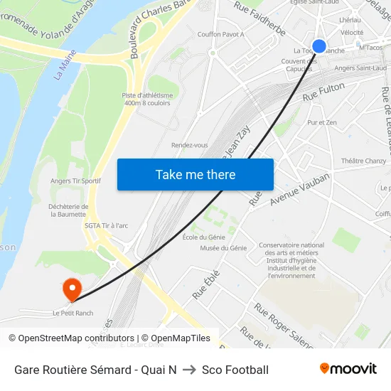 Gare Routière Sémard - Quai N to Sco Football map