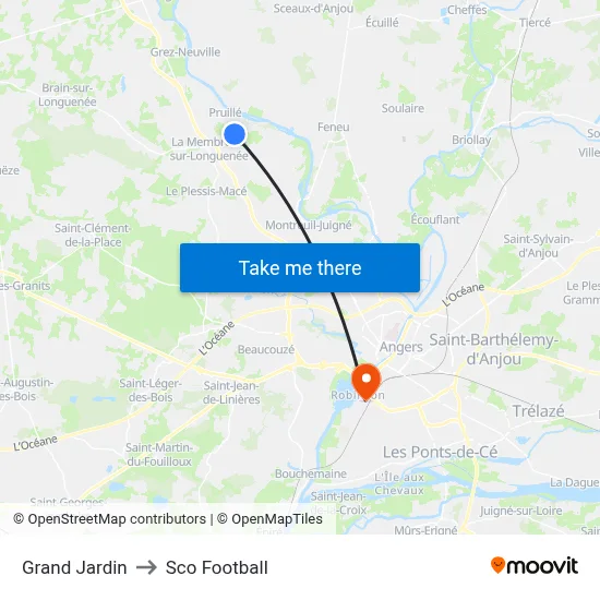 Grand Jardin to Sco Football map