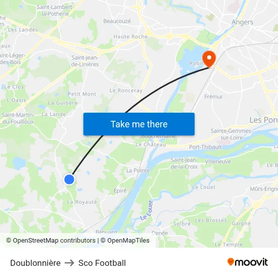 Doublonnière to Sco Football map