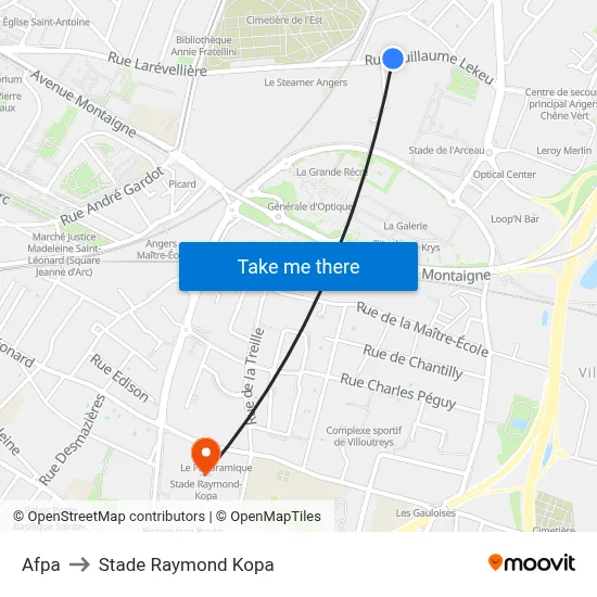 Afpa to Stade Raymond Kopa map