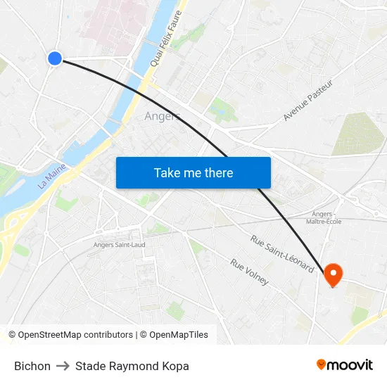Bichon to Stade Raymond Kopa map