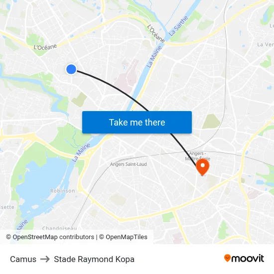 Camus to Stade Raymond Kopa map