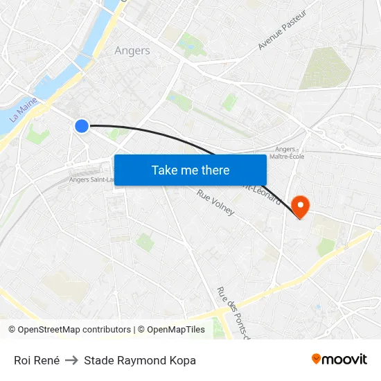 Roi René to Stade Raymond Kopa map