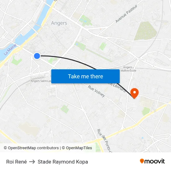 Roi René to Stade Raymond Kopa map
