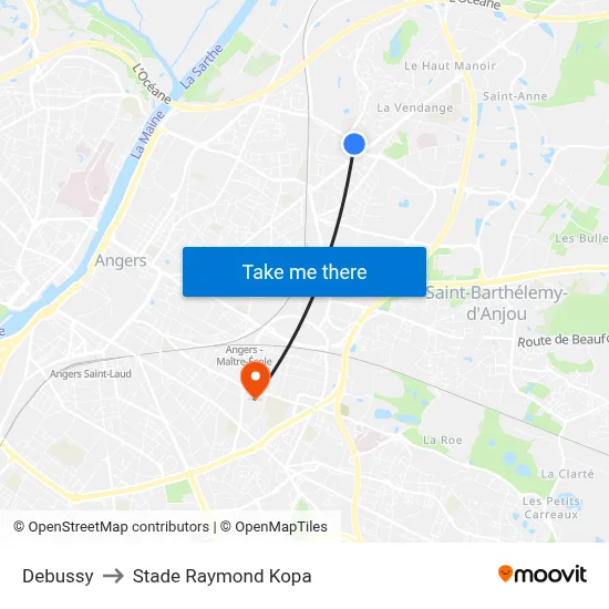Debussy to Stade Raymond Kopa map