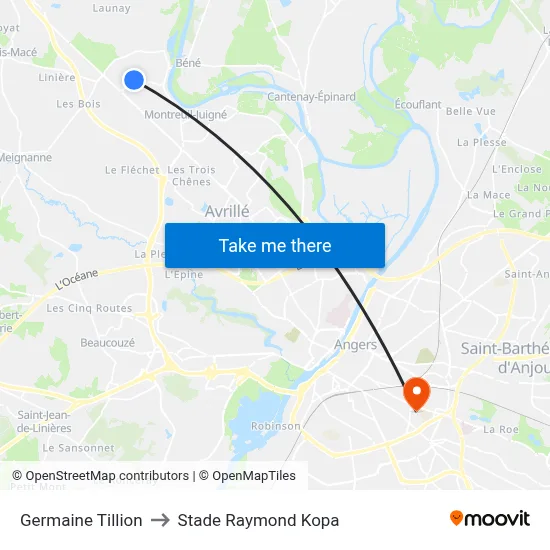 Germaine Tillion to Stade Raymond Kopa map
