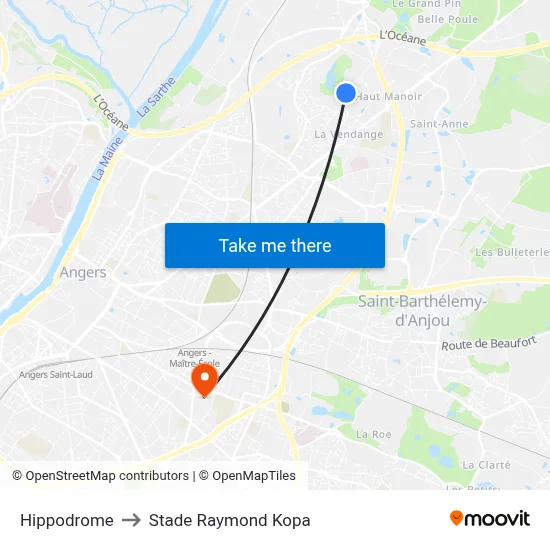 Hippodrome to Stade Raymond Kopa map