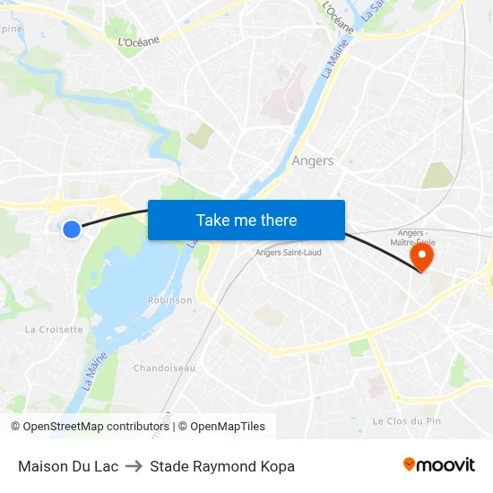 Maison Du Lac to Stade Raymond Kopa map