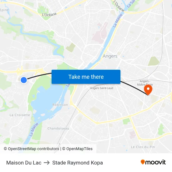Maison Du Lac to Stade Raymond Kopa map
