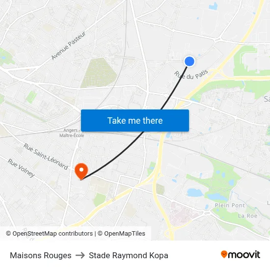 Maisons Rouges to Stade Raymond Kopa map