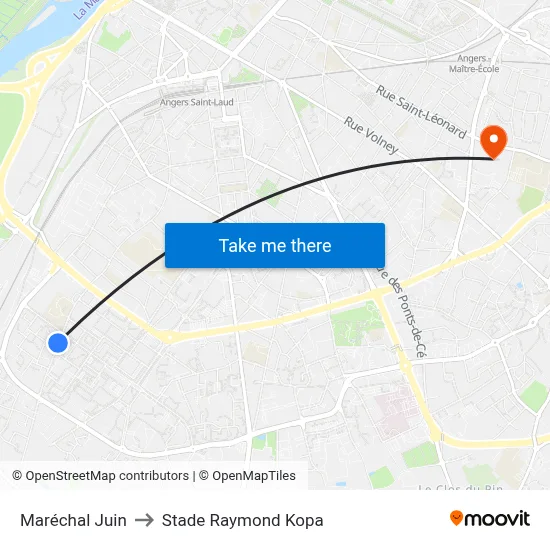Maréchal Juin to Stade Raymond Kopa map