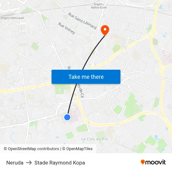 Neruda to Stade Raymond Kopa map