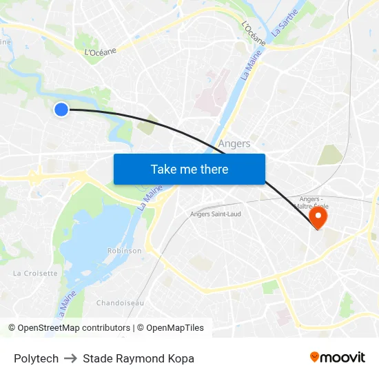 Polytech to Stade Raymond Kopa map