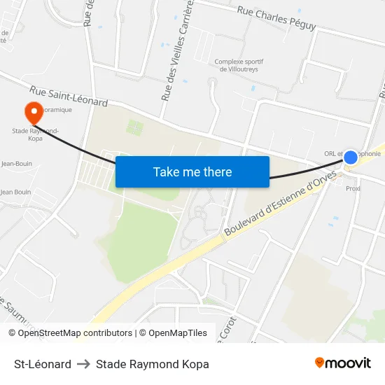 St-Léonard to Stade Raymond Kopa map