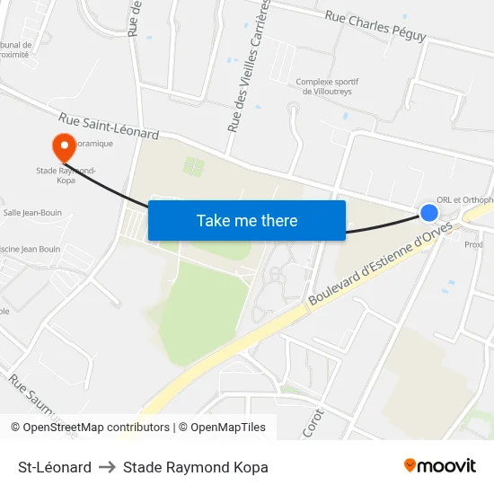 St-Léonard to Stade Raymond Kopa map