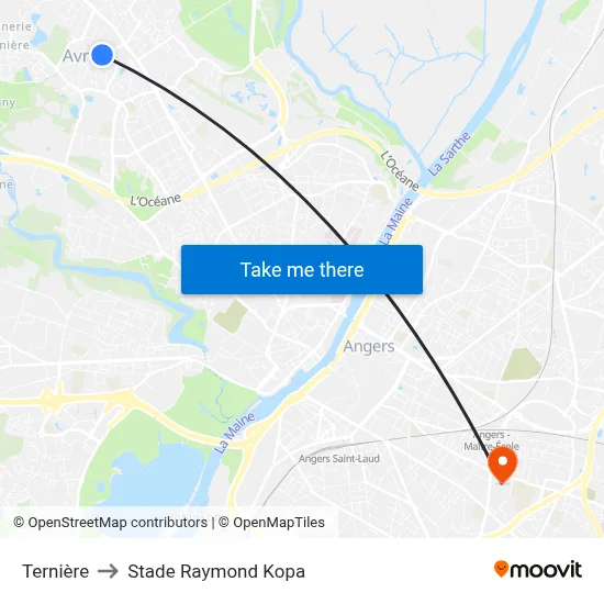 Ternière to Stade Raymond Kopa map