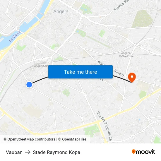 Vauban to Stade Raymond Kopa map