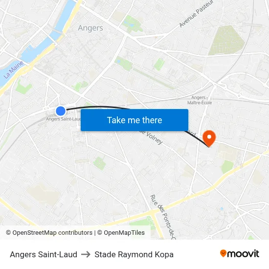 Angers Saint-Laud to Stade Raymond Kopa map