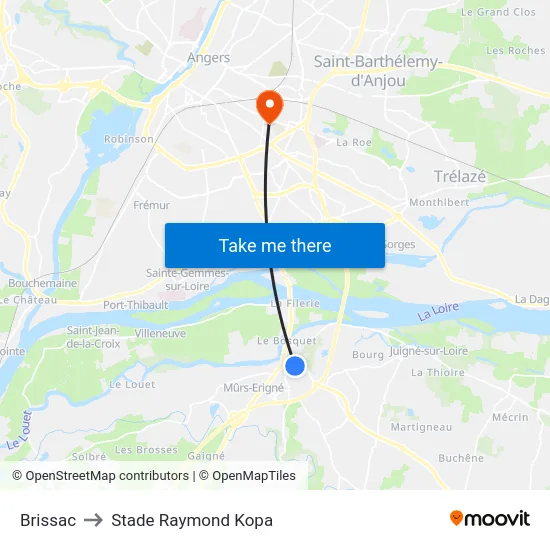 Brissac to Stade Raymond Kopa map