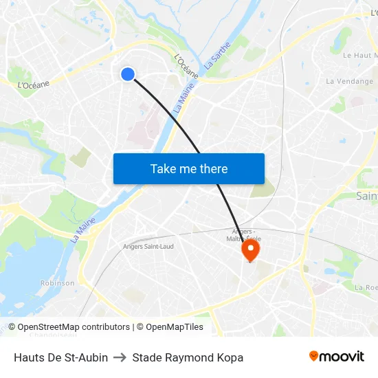 Hauts De St-Aubin to Stade Raymond Kopa map