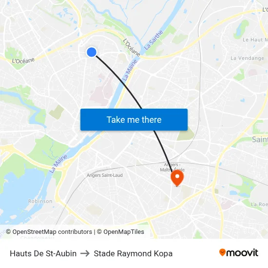 Hauts De St-Aubin to Stade Raymond Kopa map