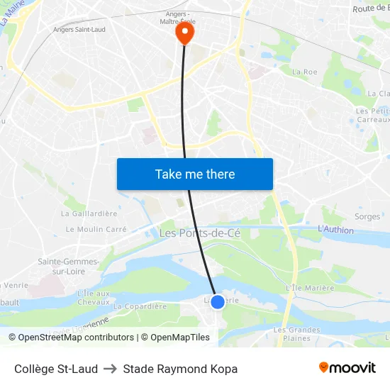 Collège St-Laud to Stade Raymond Kopa map