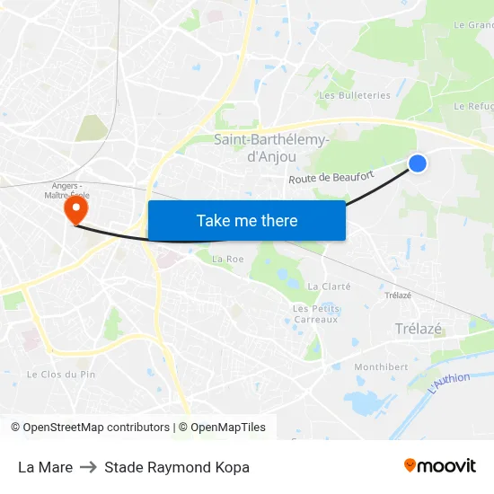 La Mare to Stade Raymond Kopa map