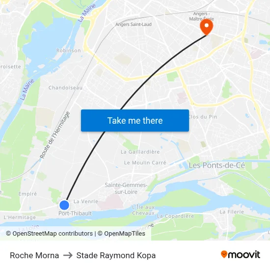 Roche Morna to Stade Raymond Kopa map