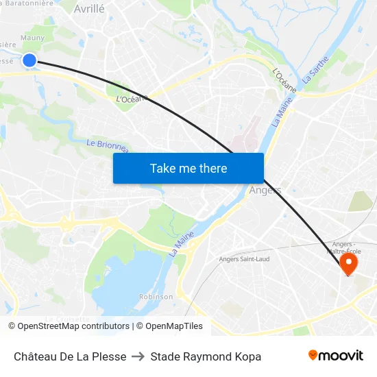 Château De La Plesse to Stade Raymond Kopa map