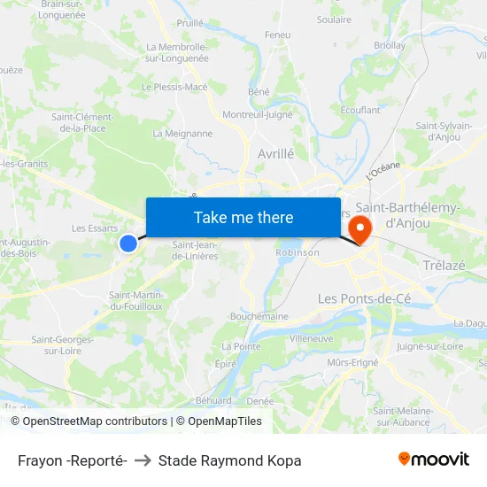 Frayon -Reporté- to Stade Raymond Kopa map