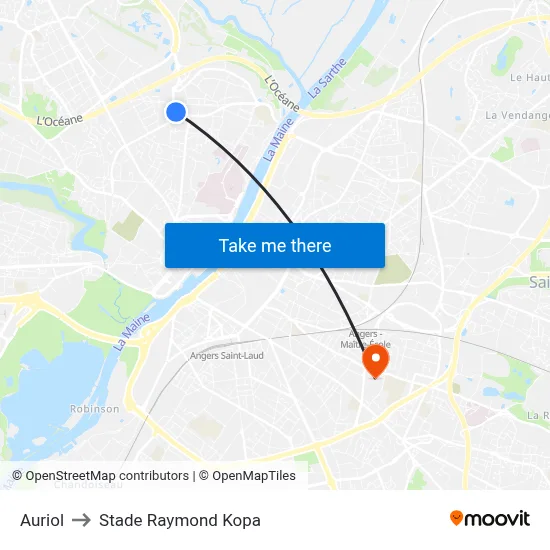 Auriol to Stade Raymond Kopa map
