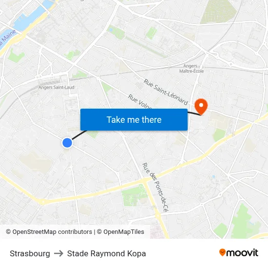 Strasbourg to Stade Raymond Kopa map