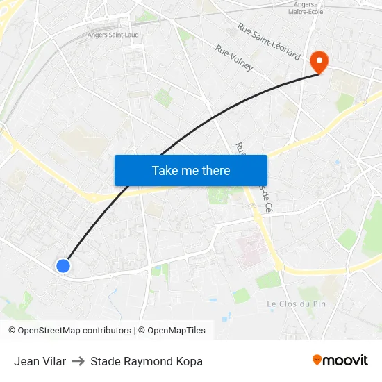 Jean Vilar to Stade Raymond Kopa map