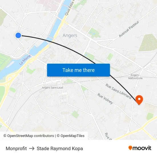Monprofit to Stade Raymond Kopa map