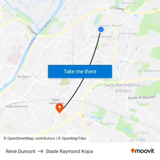René Dumont to Stade Raymond Kopa map
