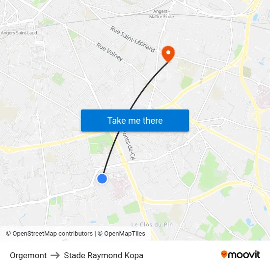 Orgemont to Stade Raymond Kopa map