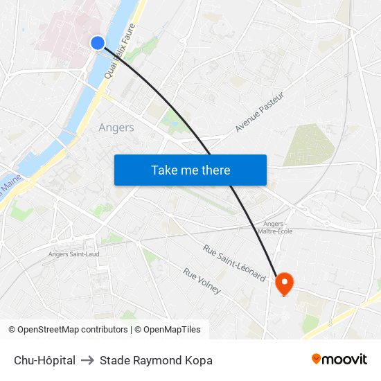 Chu-Hôpital to Stade Raymond Kopa map